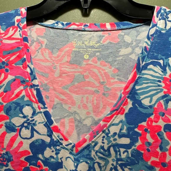 Lilly Pulitzer V-Neck Floral Top - Pink and Blue - Picture 2 of 6
